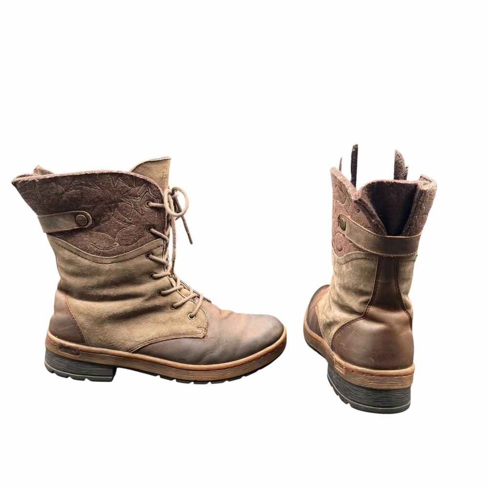 Jambu Hemlock Leather Lace Up Boots Brown Floral Sole Women’s 9M